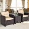 Costway 3PCS Patio Rattan Furniture Set Cushioned Conversation Set Sofa